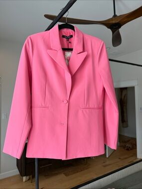 Tahari ASL Women's Bright Pink Single-Button Blazer